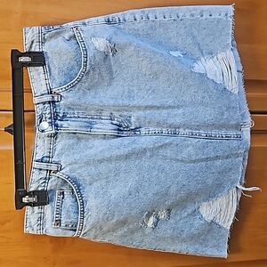 H&M divided distressed stone washed denim miniskirt size 10